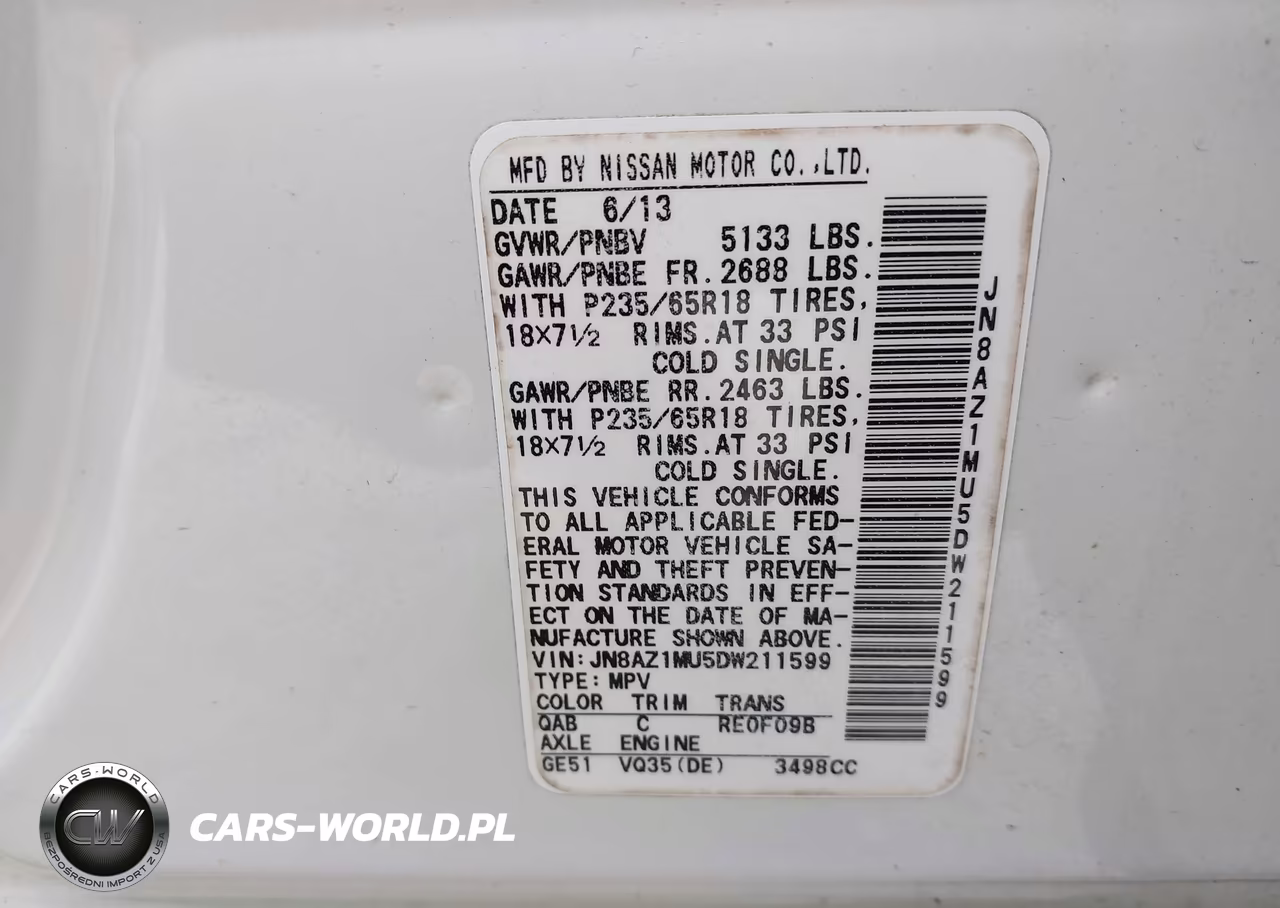 2013 Nissan Murano Sl VIN:JN8AZ1MU5DW211599 - 9