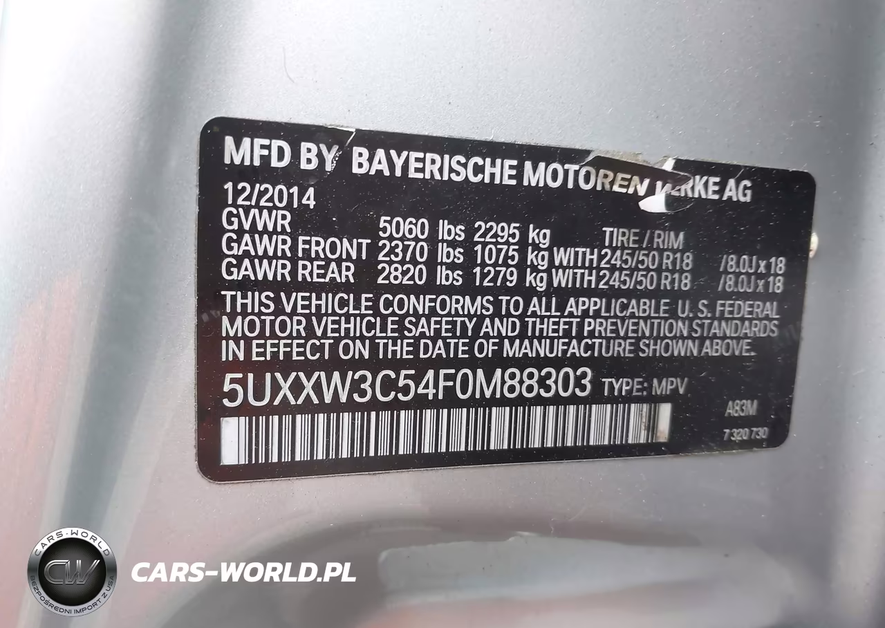 2015 BMW X4 xDrive28I VIN:5UXXW3C54F0M88303 - 9