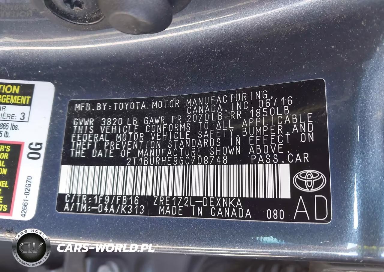 2016 Toyota Corolla Le VIN:2T1BURHE9GC708748 - 9