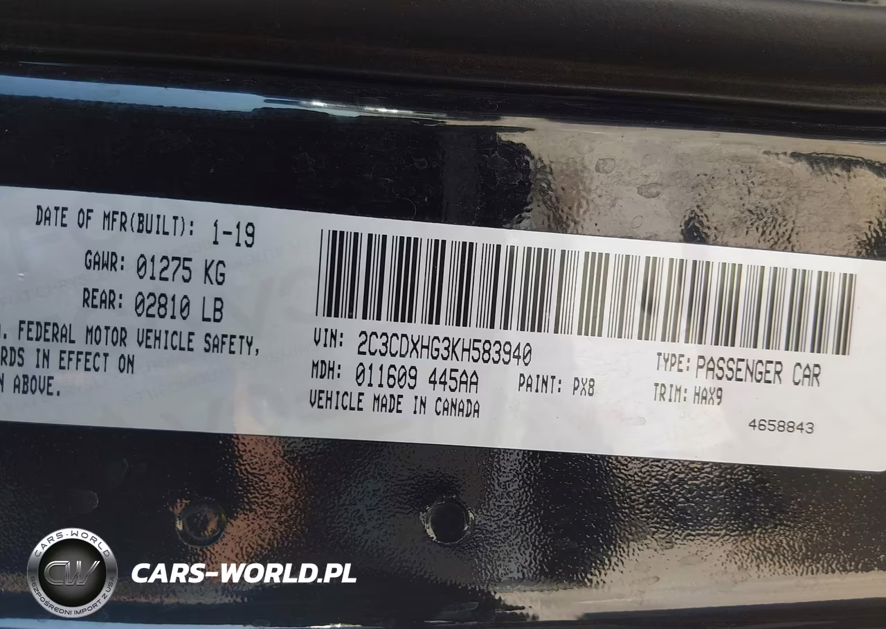 2019 Dodge Charger Gt Rwd VIN:2C3CDXHG3KH583940 - 9
