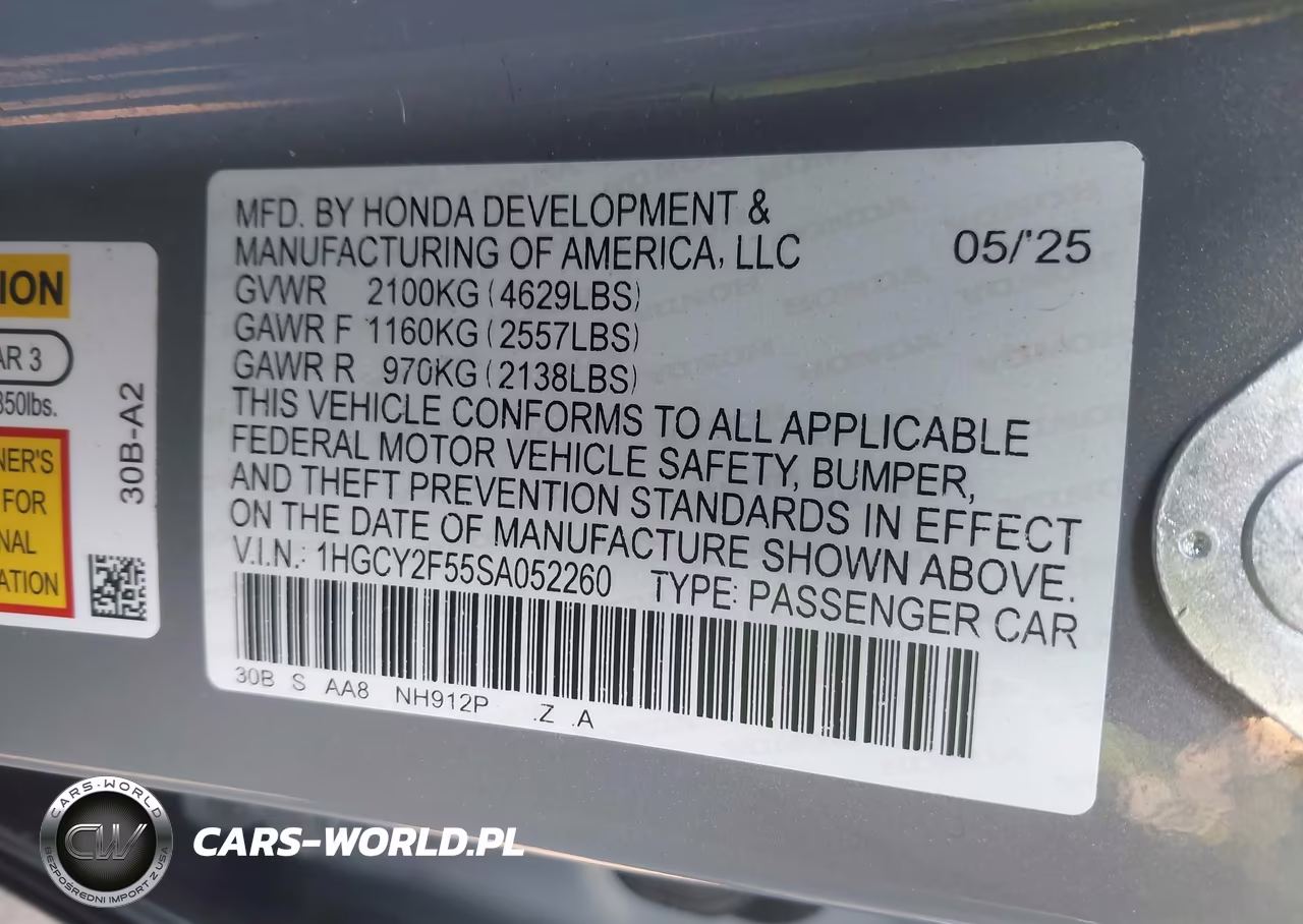 2025 Honda Accord Hybrid Sport VIN:1HGCY2F55SA052260 - 9