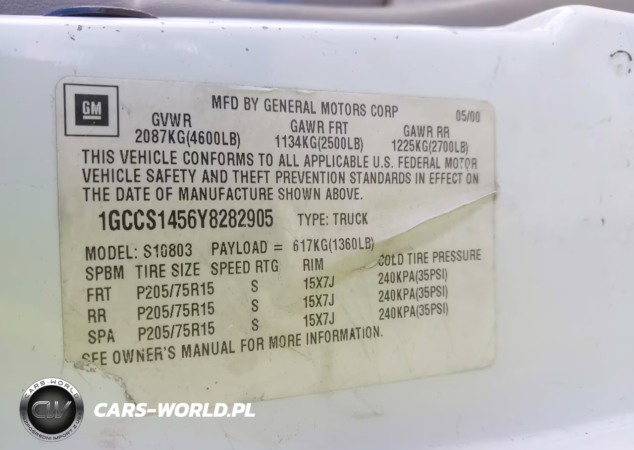 2000 Chevrolet S-10 VIN:1GCCS1456Y8282905 - 9