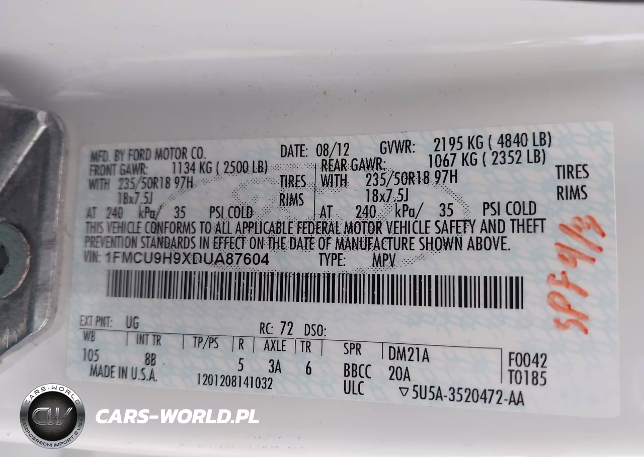 2013 Ford Escape Sel VIN:1FMCU9H9XDUA87604 - 9