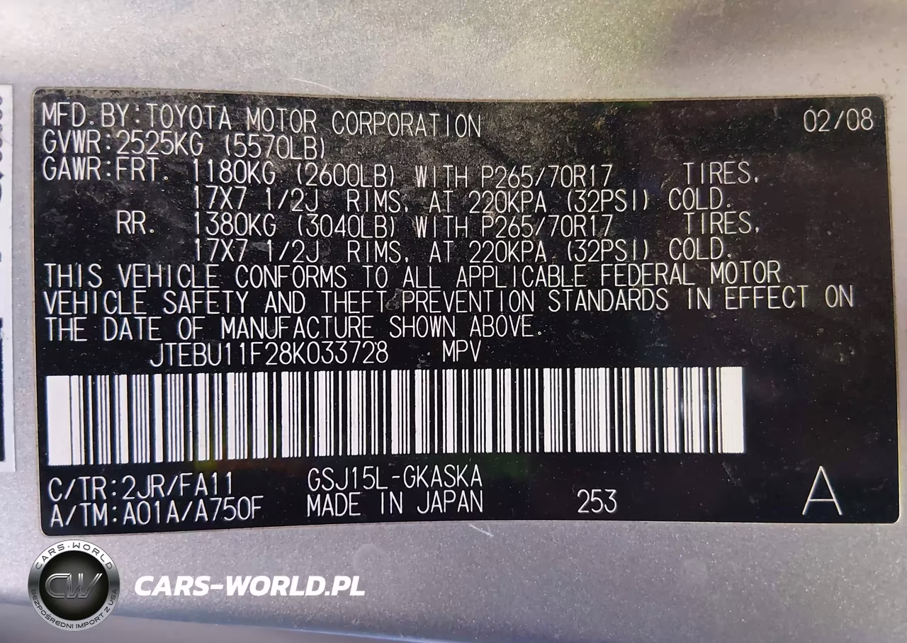 2008 Toyota Fj Cruiser VIN:JTEBU11F28K033728 - 9