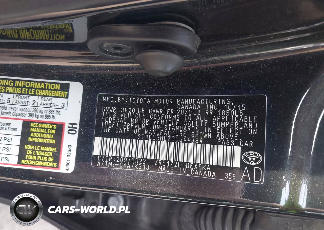 2016 Toyota Corolla S Plus VIN:2T1BURHE7GC544884 - 9
