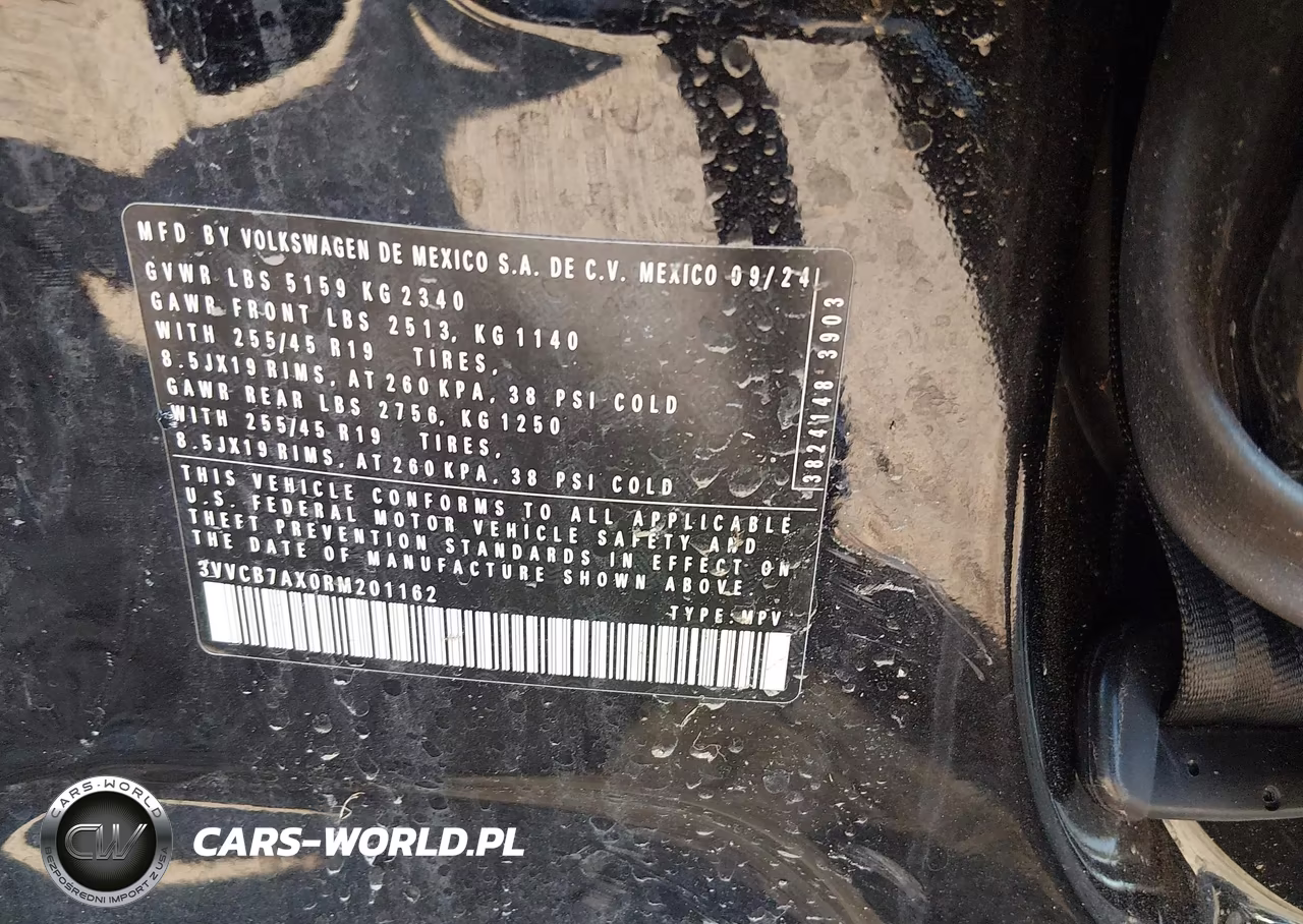 2024 Volkswagen Tiguan 2.0T Se R-Line Black VIN:3VVCB7AX0RM201162 - 9