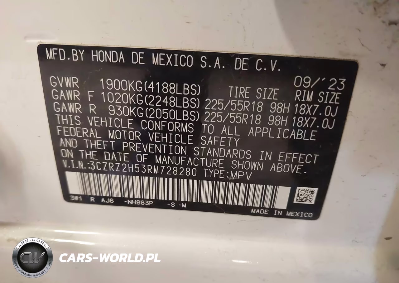 2024 Honda Hr-V Awd Sport-Awd Sport W-O Bsi VIN:3CZRZ2H53RM728280 - 9