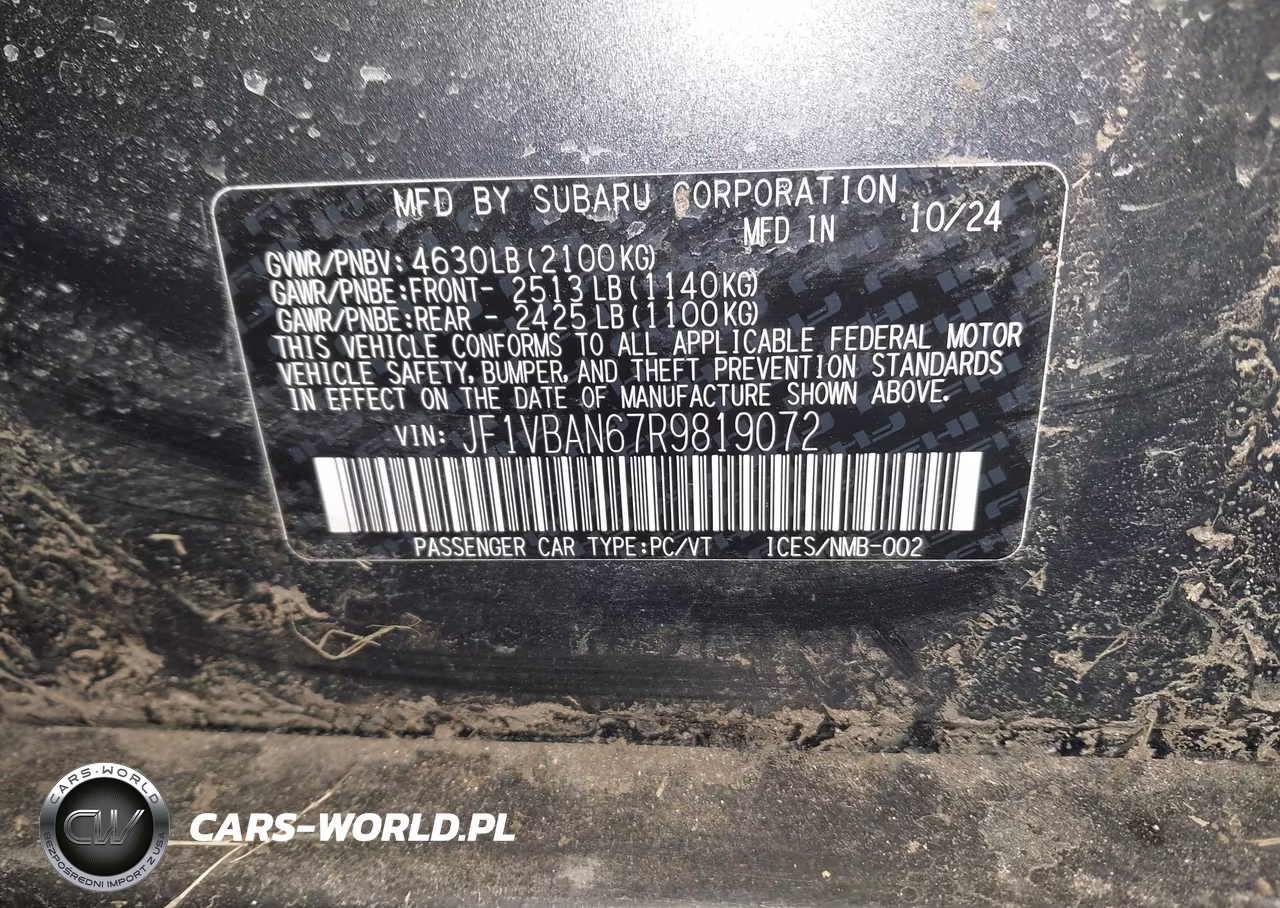 2024 Subaru Wrx Limited VIN:JF1VBAN67R9819072 - 9