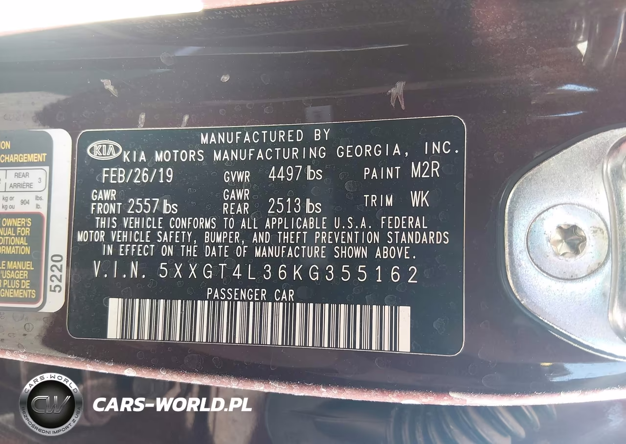 2019 Kia Optima Lx VIN:5XXGT4L36KG355162 - 9