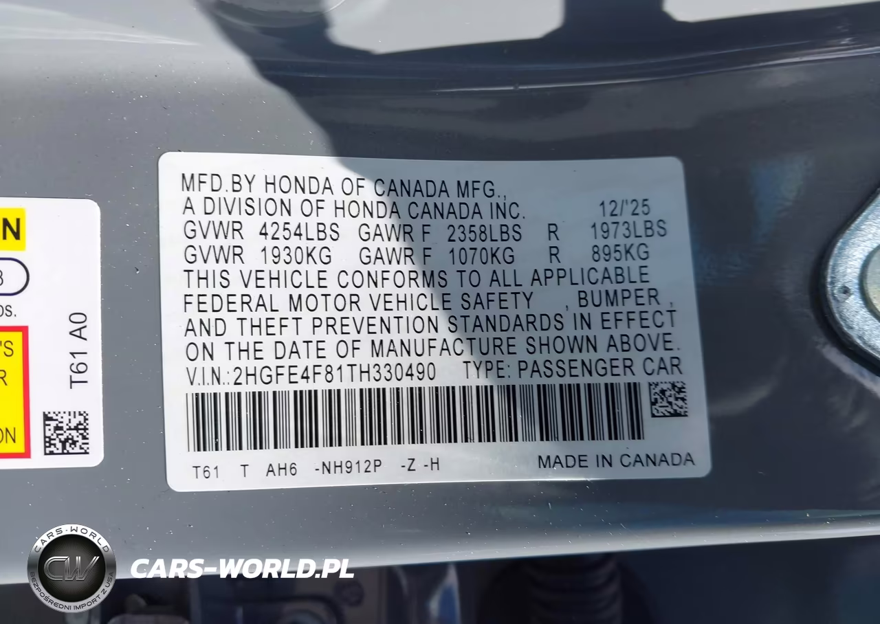 2026 Honda Civic Hybrid Sport-Sport Touring VIN:2HGFE4F81TH330490 - 9