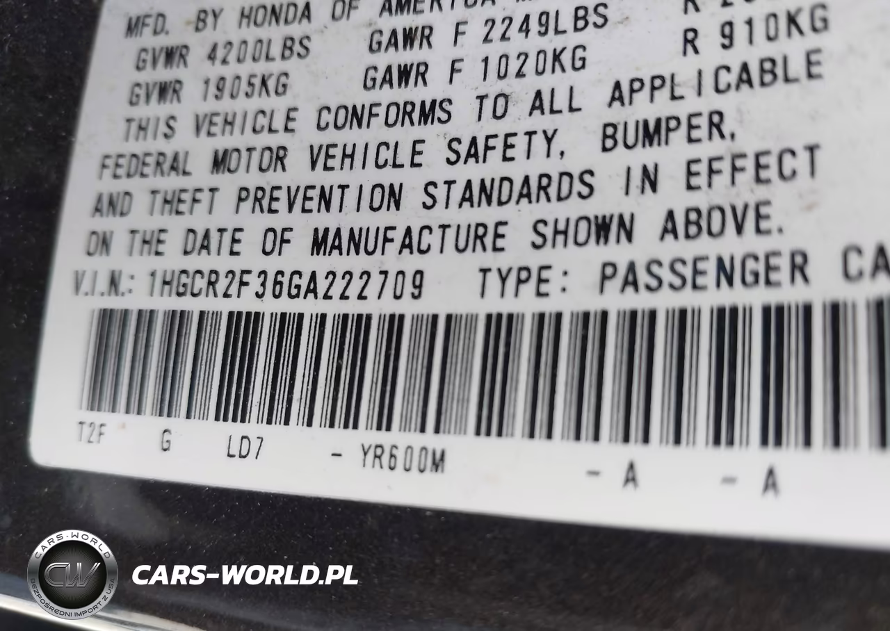 2016 Honda Accord Lx VIN:1HGCR2F36GA222709 - 9