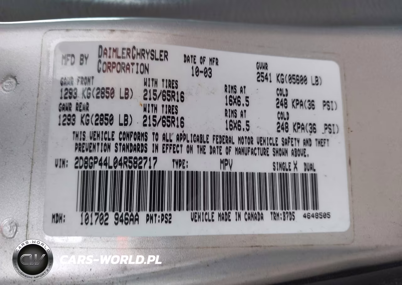 2004 Dodge Grand Caravan Sxt VIN:2D8GP44L04R582717 - 9