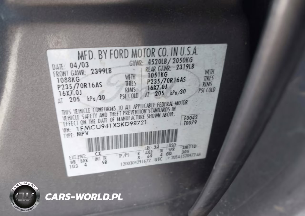 2003 Ford Escape Limited VIN:1FMCU941X3KD98721 - 9