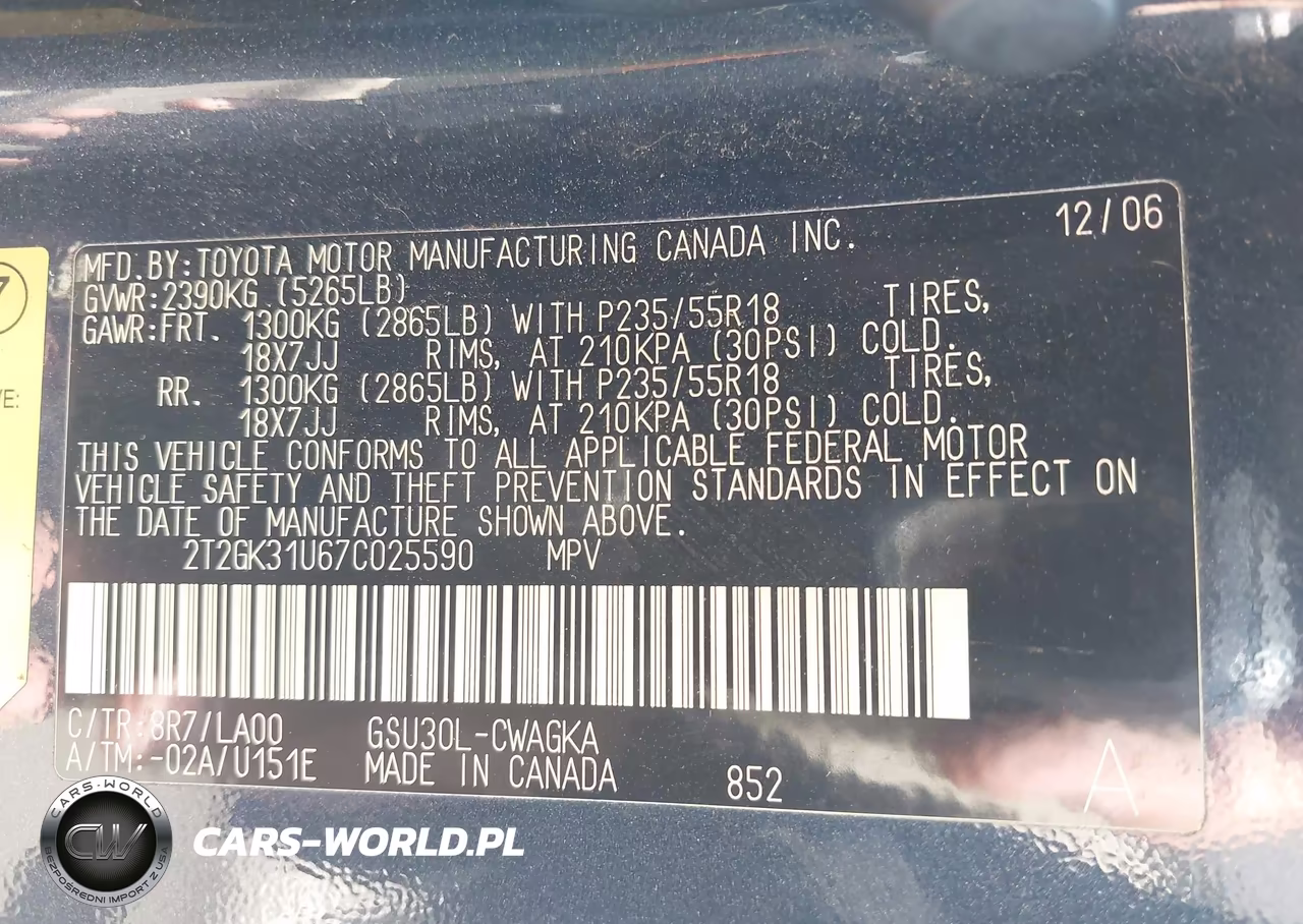 2007 Lexus Rx 350 VIN:2T2GK31U67C025590 - 9