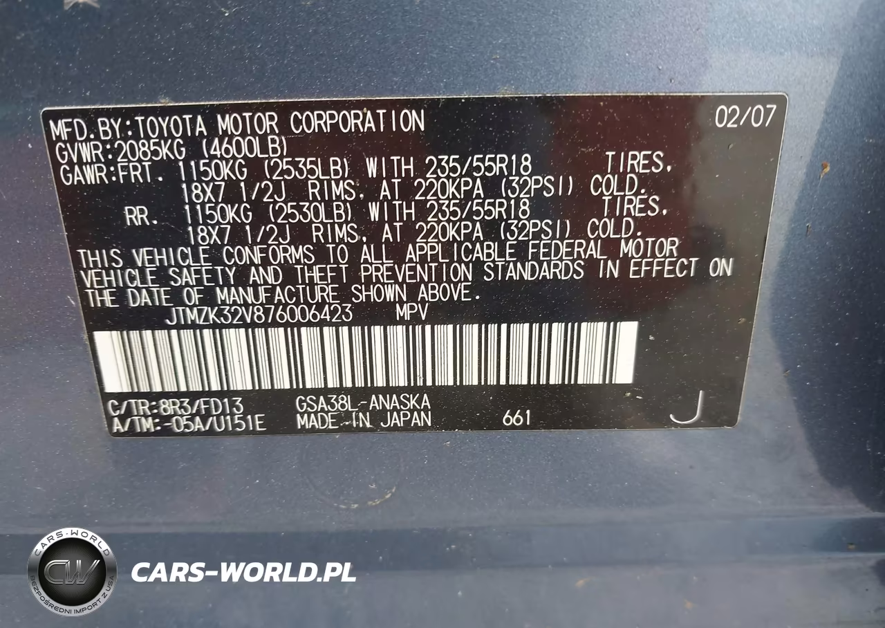 2007 Toyota Rav4 Sport V6 VIN:JTMZK32V876006423 - 9