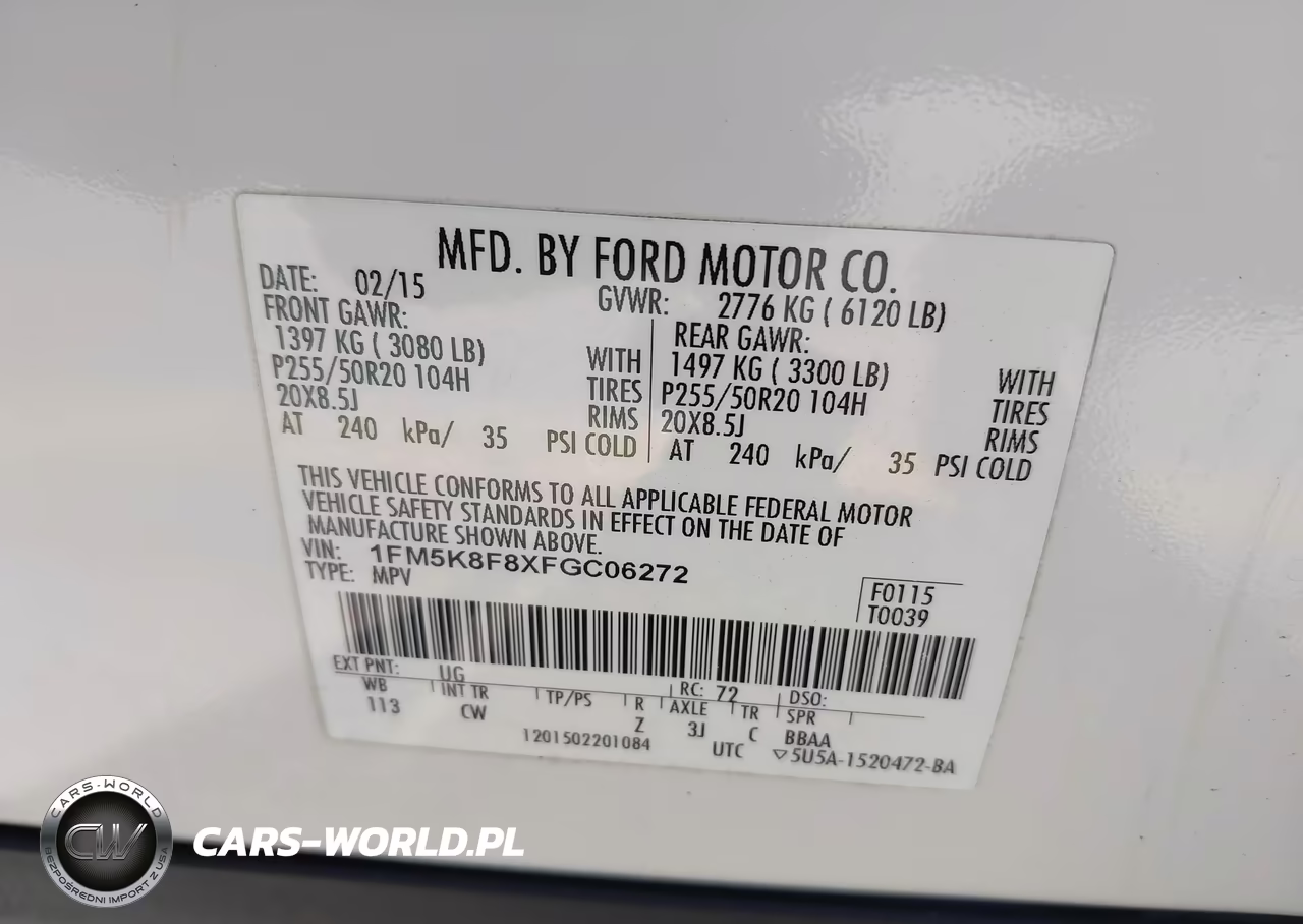 2015 Ford Explorer Limited VIN:1FM5K8F8XFGC06272 - 9