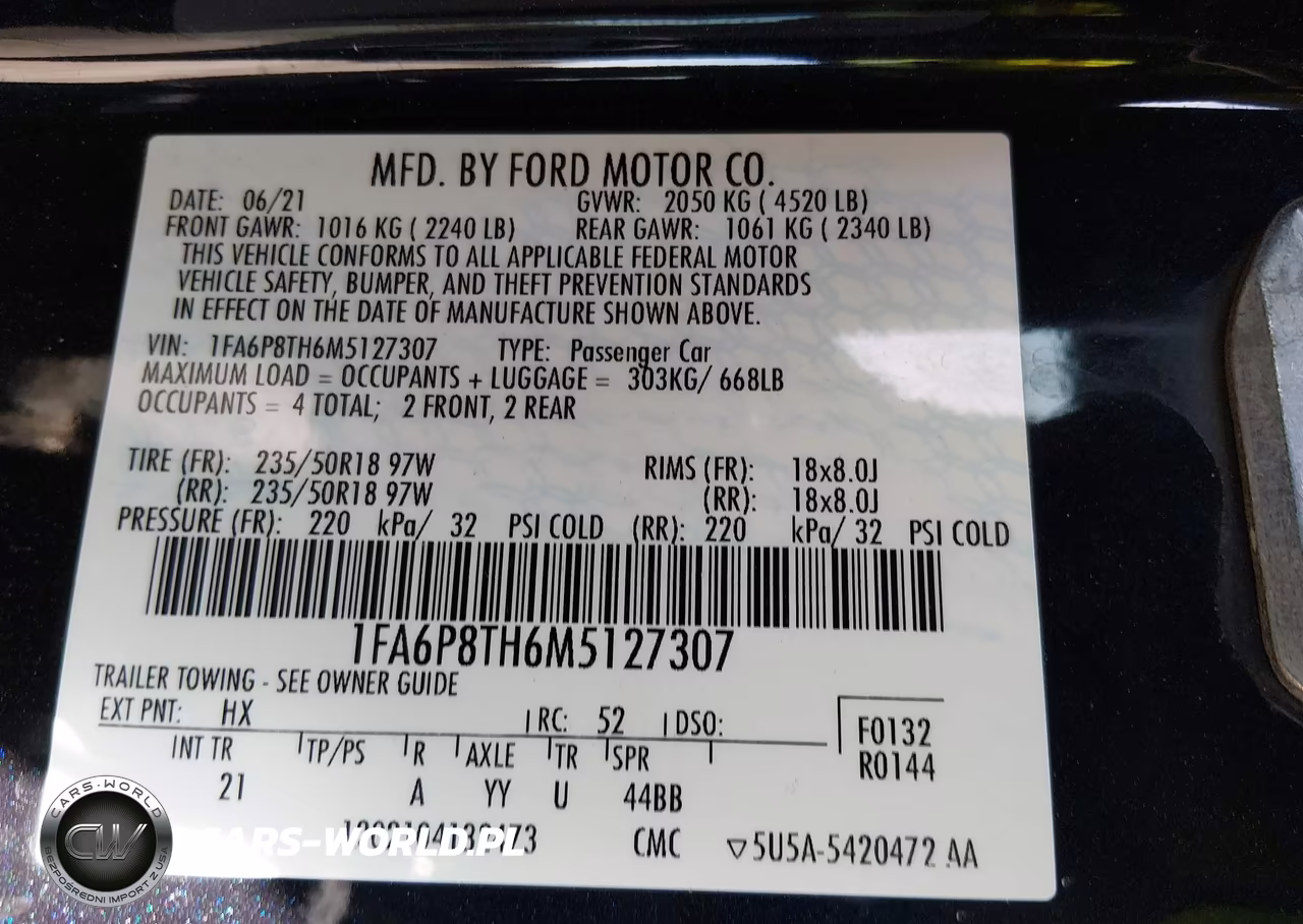 2021 Ford Mustang Ecoboost Fastback VIN:1FA6P8TH6M5127307 - 9