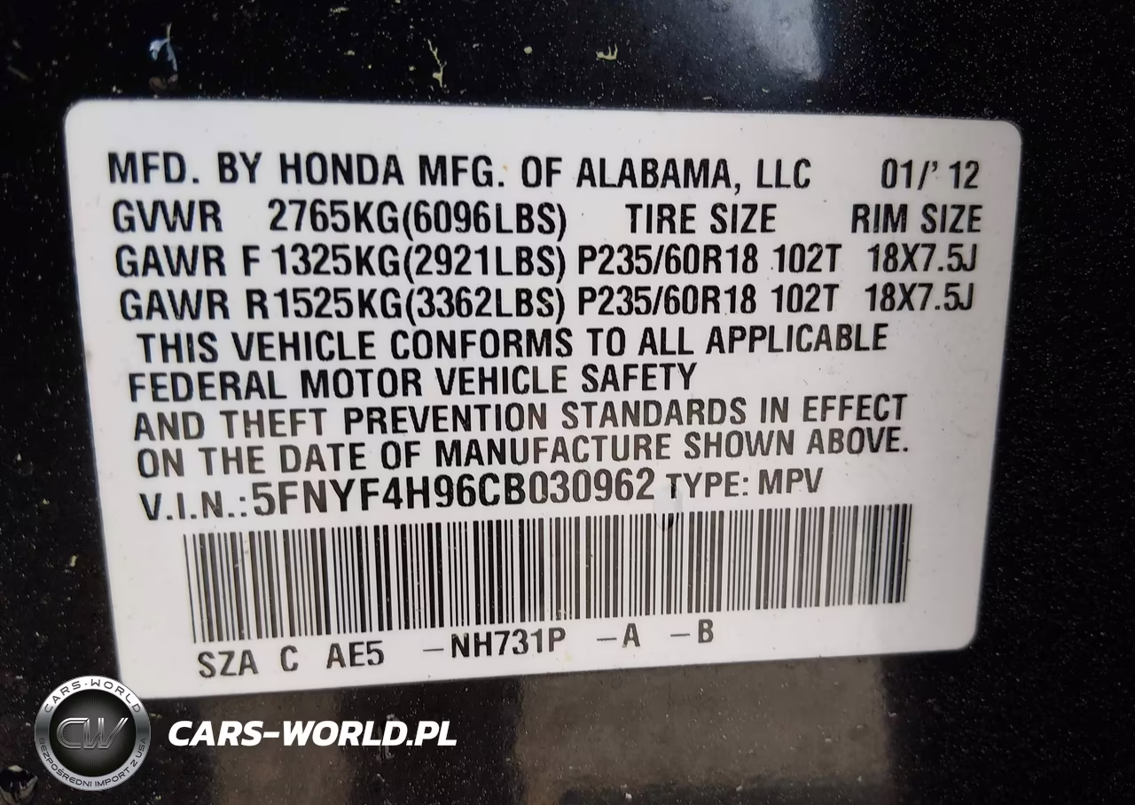 2012 Honda Pilot Touring VIN:5FNYF4H96CB030962 - 9