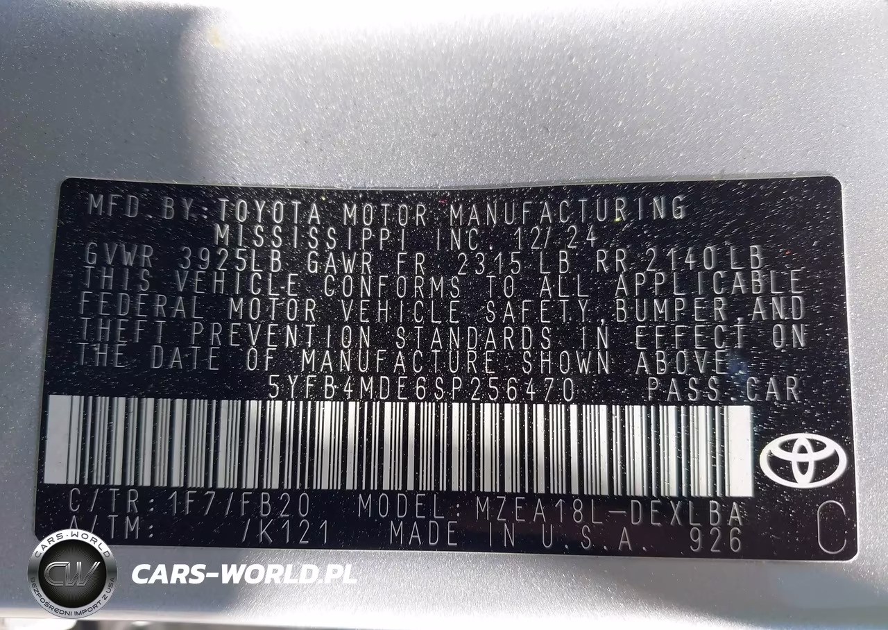 2025 Toyota Corolla Le VIN:5YFB4MDE6SP256470 - 9