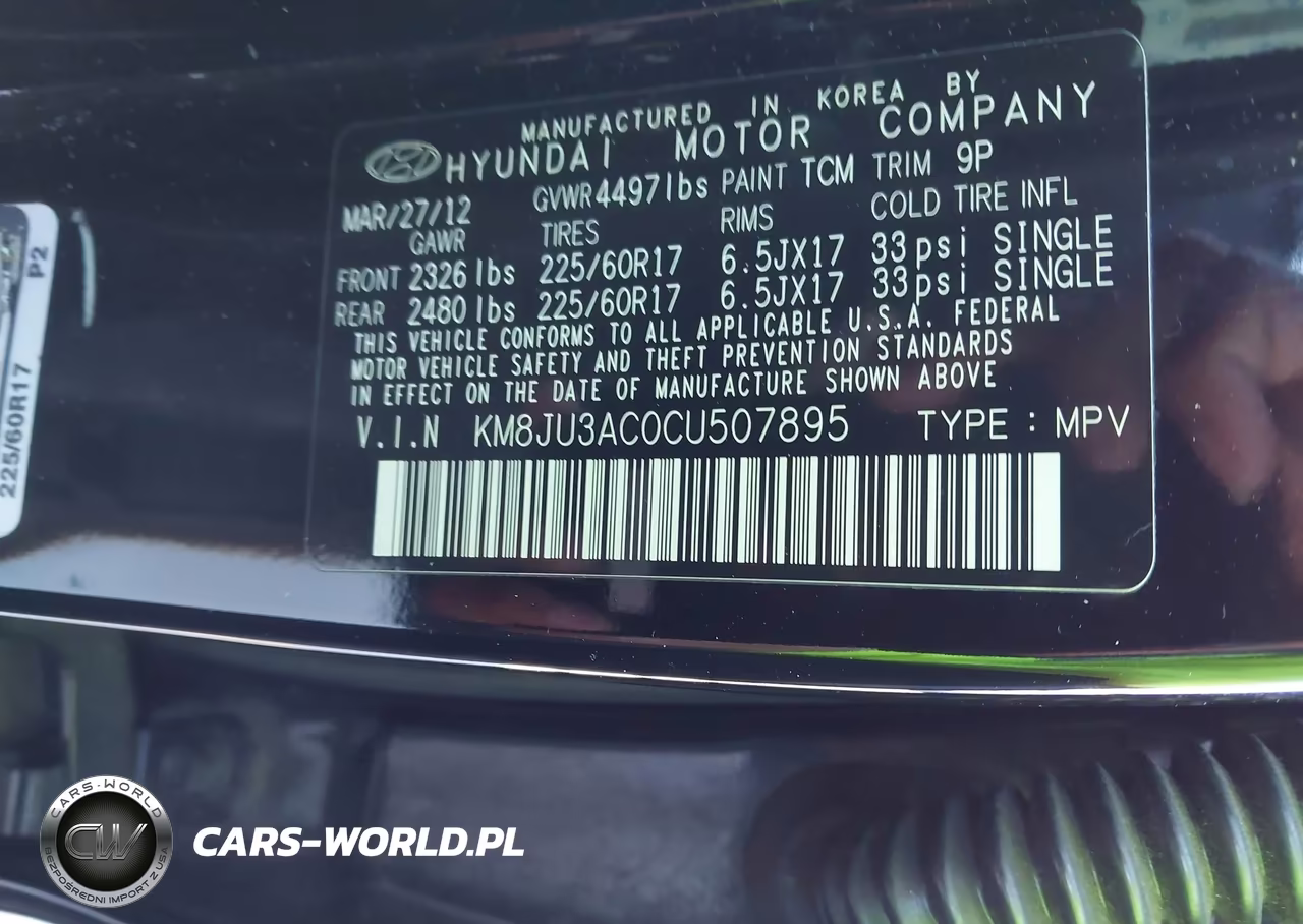 2012 Hyundai Tucson Gls VIN:KM8JU3AC0CU507895 - 9