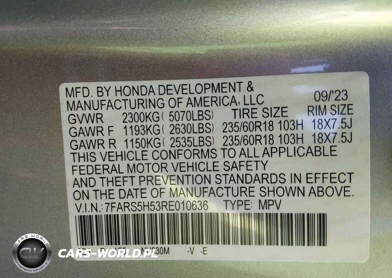 2024 Honda Cr-V Hybrid Sport VIN:7FARS5H53RE010636 - 9