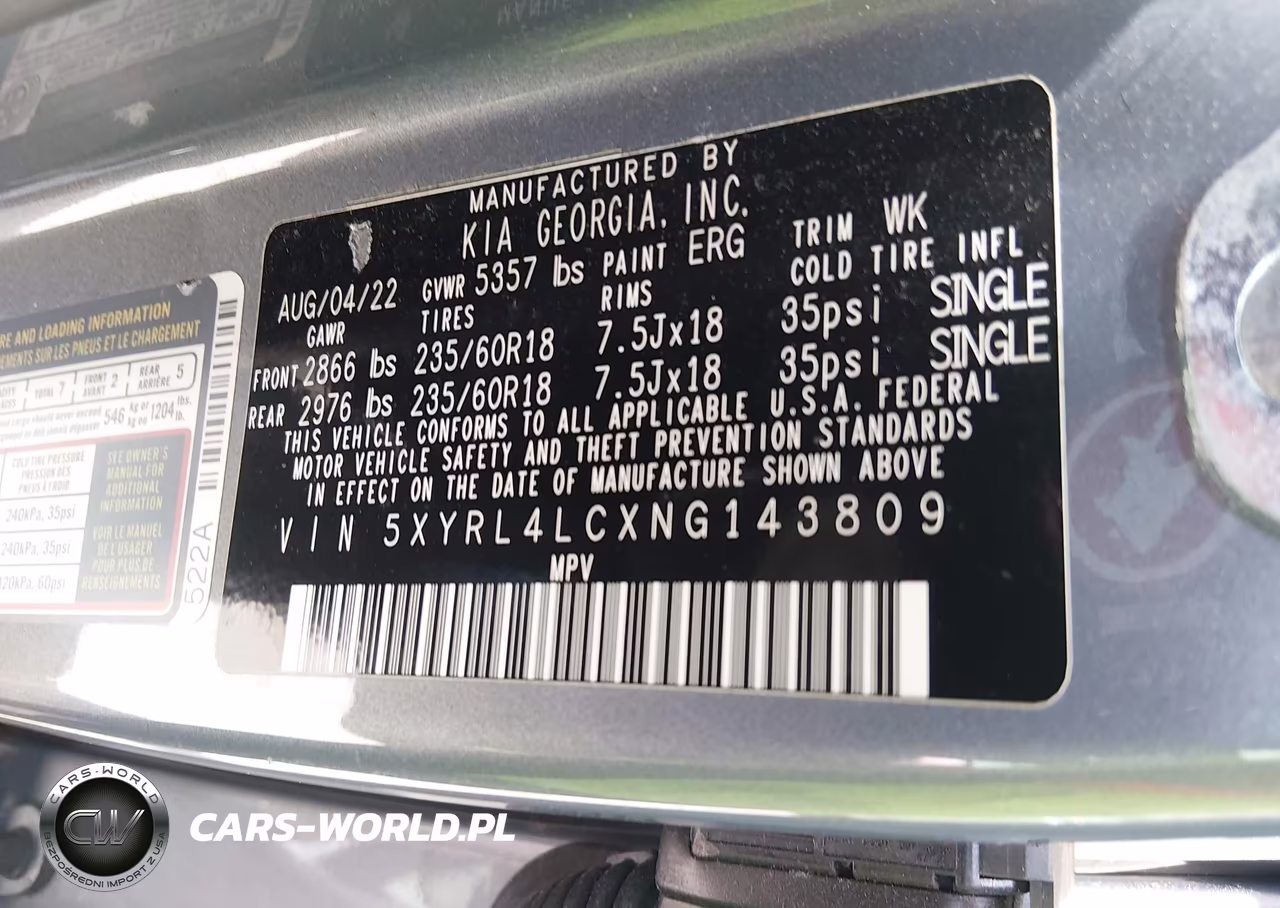 2022 Kia Sorento S VIN:5XYRL4LCXNG143809 - 9