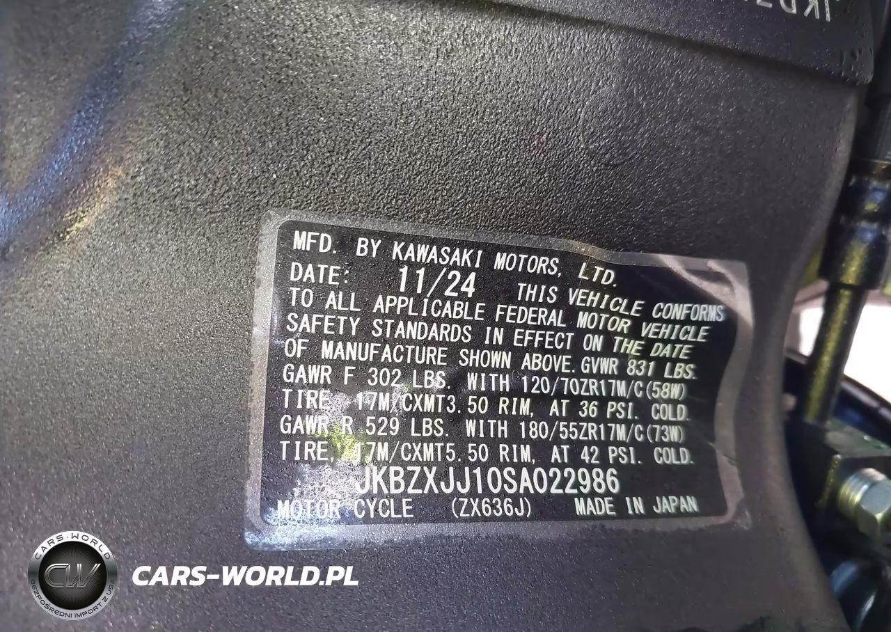 2025 Kawasaki Zx636 K VIN:JKBZXJJ10SA022986 - 10