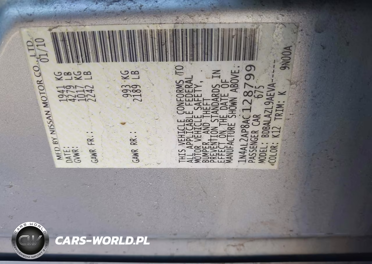 2010 Nissan Altima 2.5 VIN:1N4AL2AP8AC128799 - 9