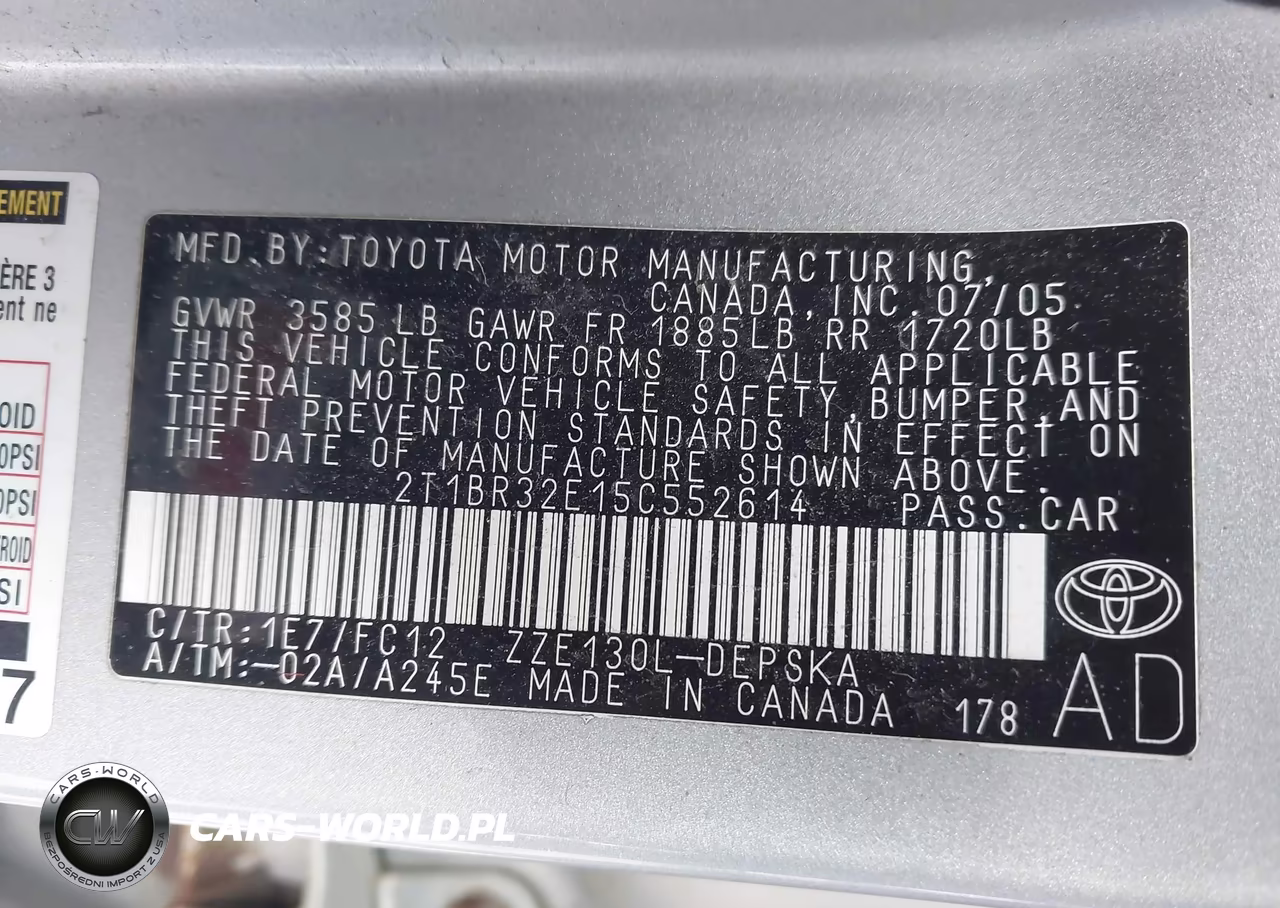 2005 Toyota Corolla S VIN:2T1BR32E15C552614 - 9