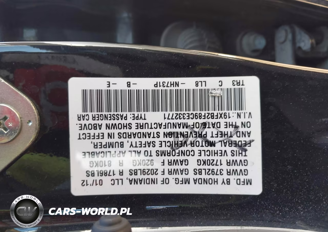 2012 Honda Civic Ex VIN:19XFB2F89CE332771 - 9
