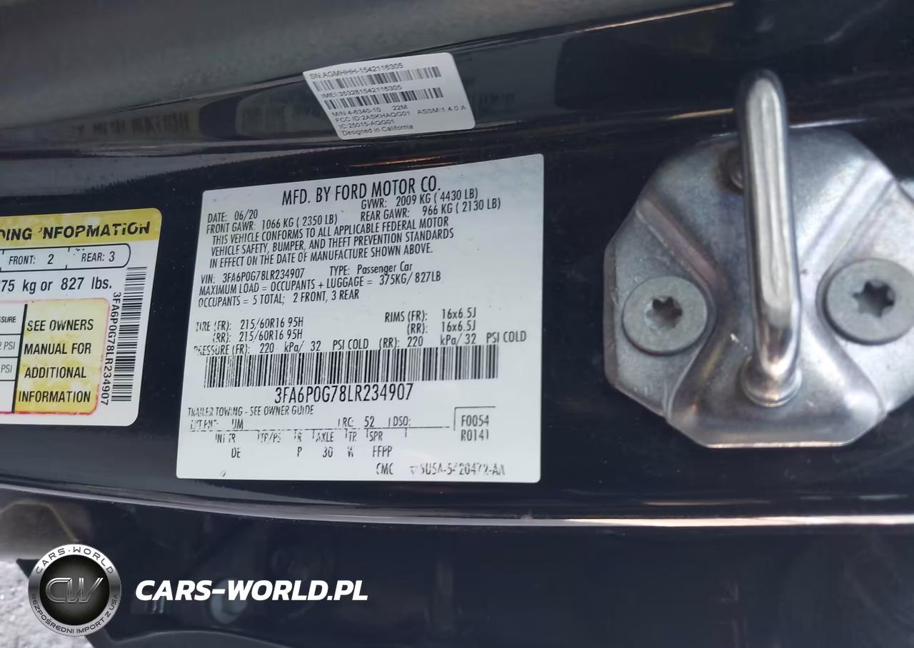 2020 Ford Fusion S VIN:3FA6P0G78LR234907 - 9