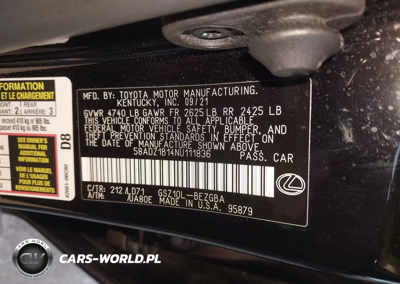 2022 Lexus Es 350 VIN:58ADZ1B14NU111836 - 9