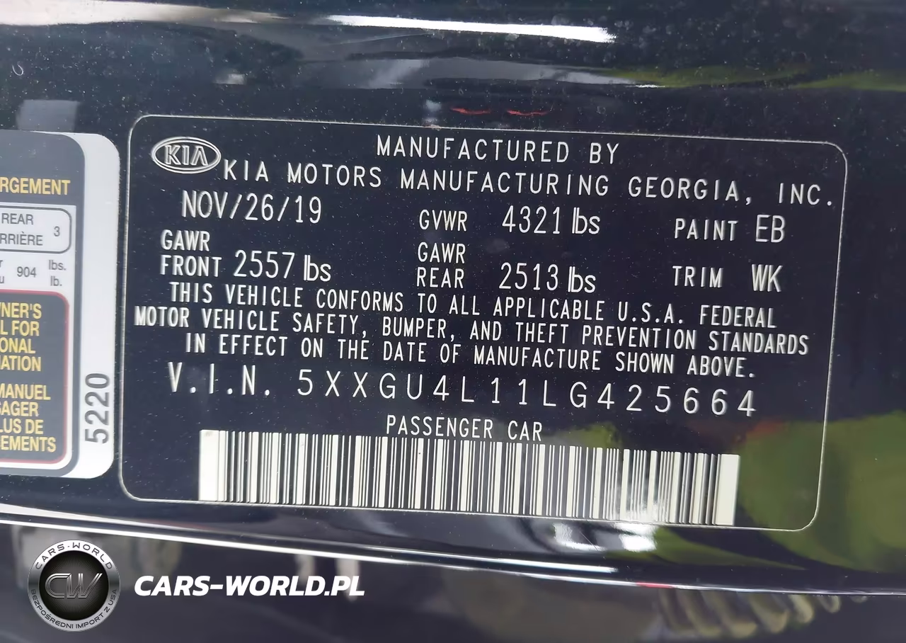 2020 Kia Optima Ex Premium VIN:5XXGU4L11LG425664 - 9