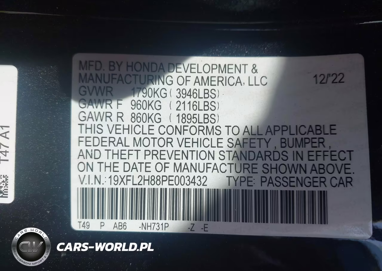 2023 Honda Civic Sport VIN:19XFL2H88PE003432 - 9