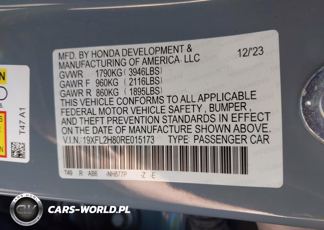 2024 Honda Civic Sport VIN:19XFL2H80RE015173 - 9