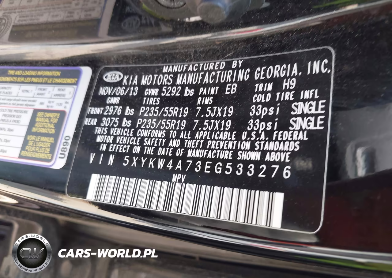 2014 Kia Sorento Sx VIN:5XYKW4A73EG533276 - 9
