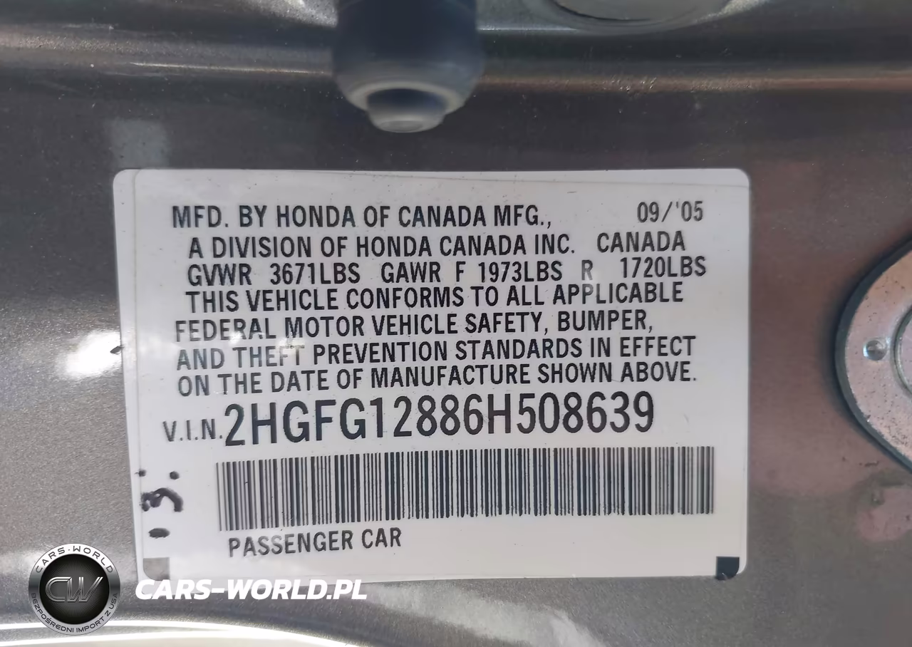2006 Honda Civic Ex VIN:2HGFG12886H508639 - 9
