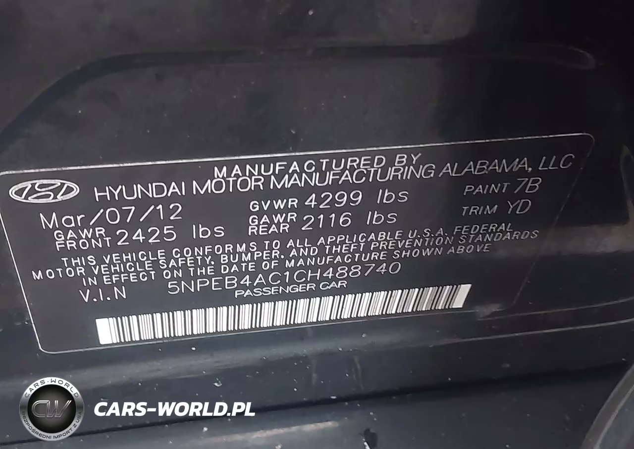 2012 Hyundai Sonata Gls VIN:5NPEB4AC1CH488740 - 9