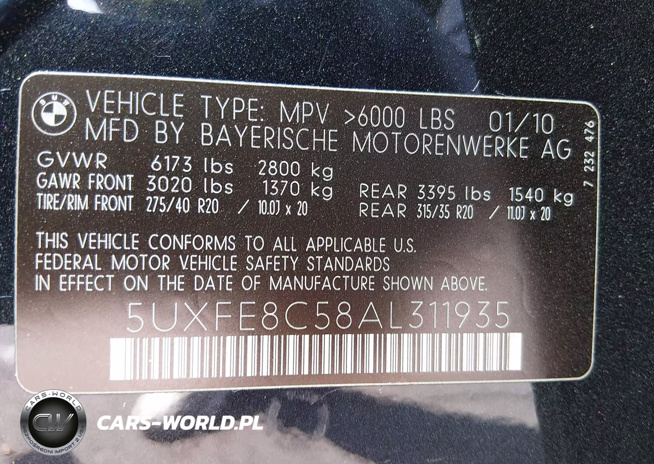 2010 BMW X5 xDrive48I VIN:5UXFE8C58AL311935 - 9