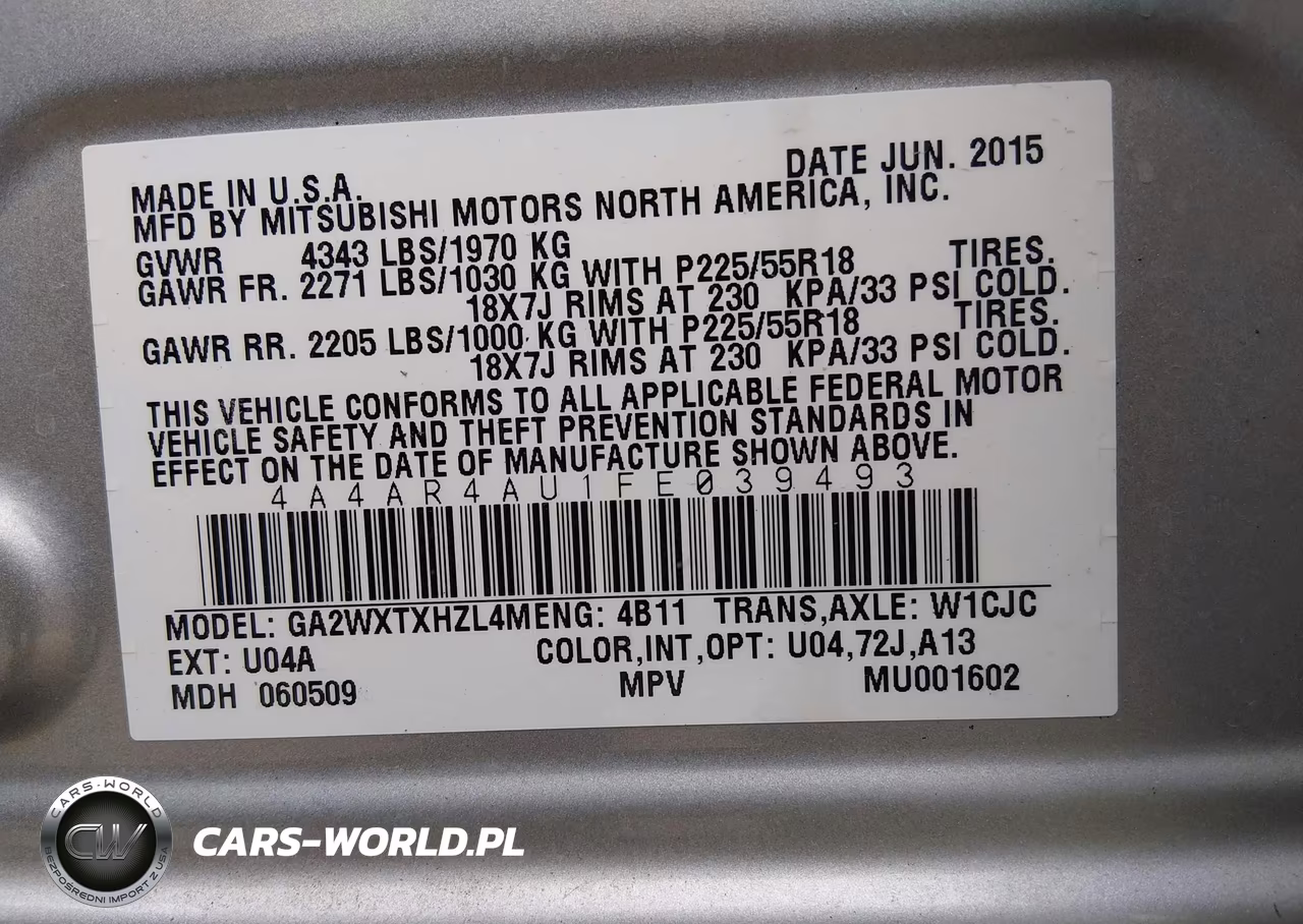 2015 Mitsubishi Outlander Sport Se VIN:4A4AR4AU1FE039493 - 9