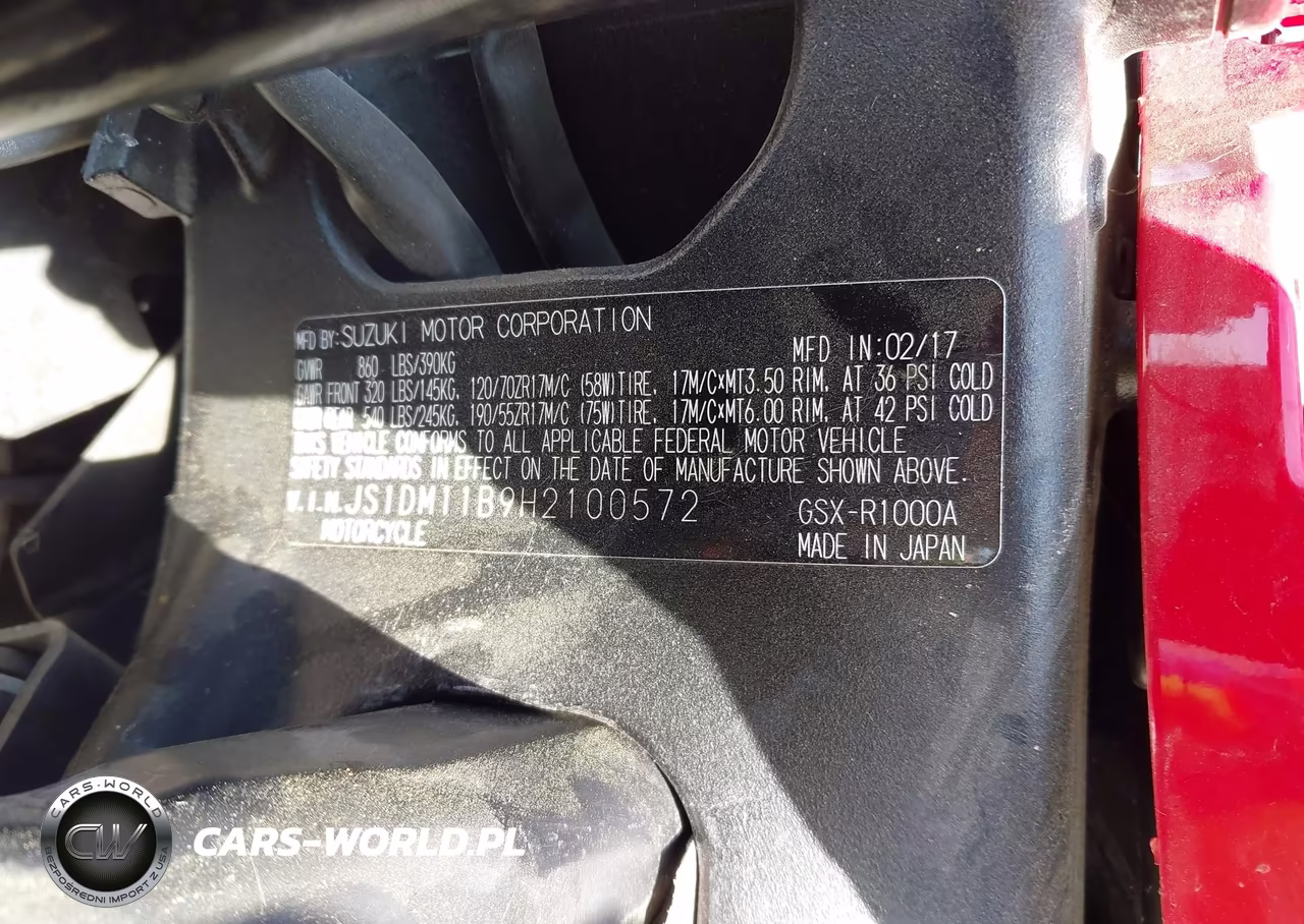2017 Suzuki Gsx-R1000 VIN:JS1DM11B9H2100572 - 10