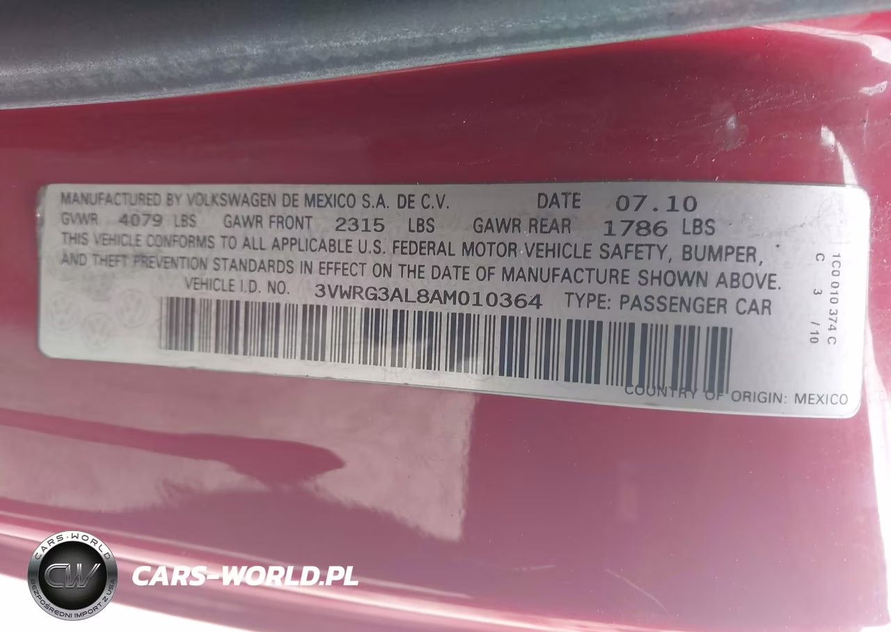 2010 Volkswagen New Beetle 2.5L VIN:3VWRG3AL8AM010364 - 9