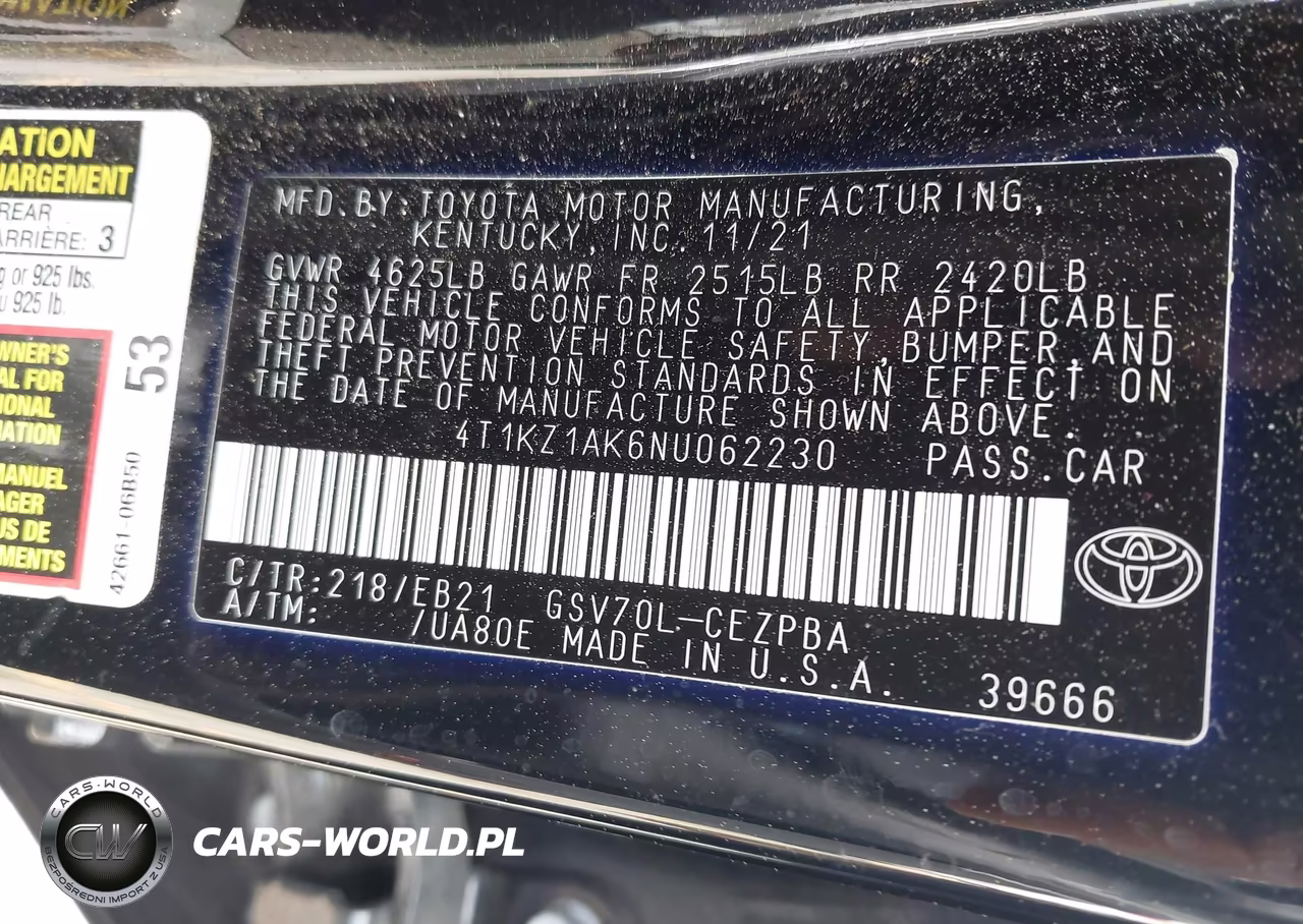 2022 Toyota Camry Trd VIN:4T1KZ1AK6NU062230 - 9