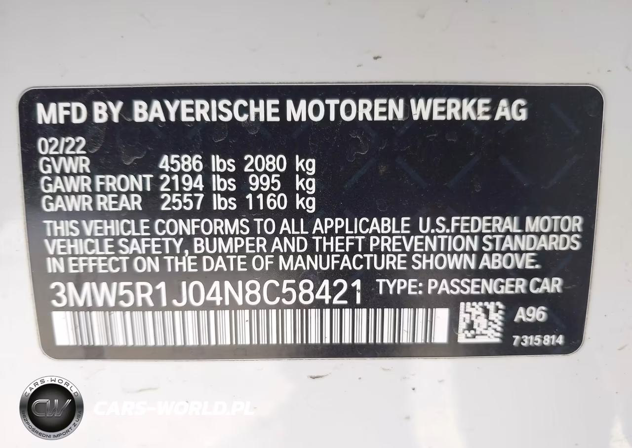 2022 BMW 330I VIN:3MW5R1J04N8C58421 - 9