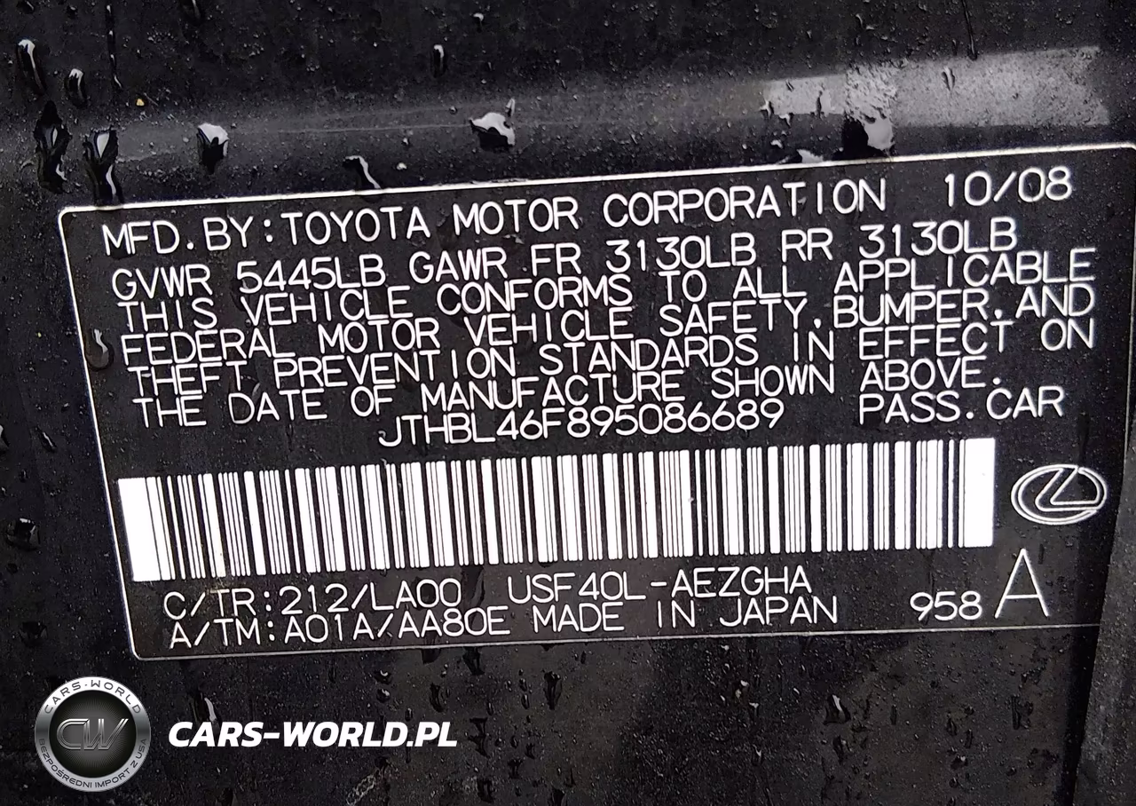 2009 Lexus Ls 460 VIN:JTHBL46F895086689 - 9