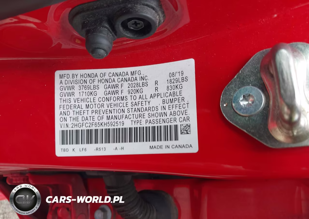 2019 Honda Civic Lx VIN:2HGFC2F65KH592519 - 9