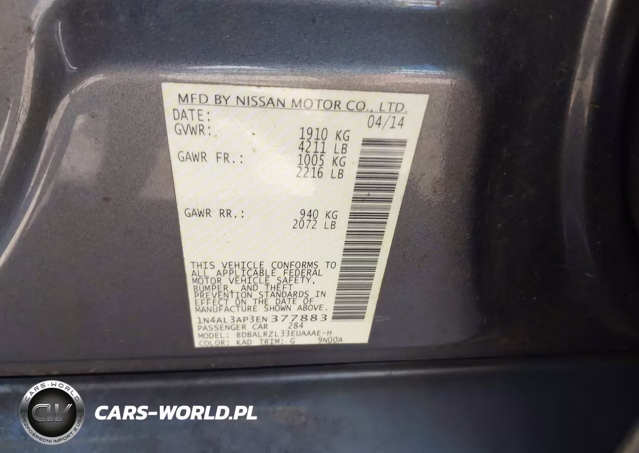 2014 Nissan Altima 2.5 S VIN:1N4AL3AP3EN377883 - 9