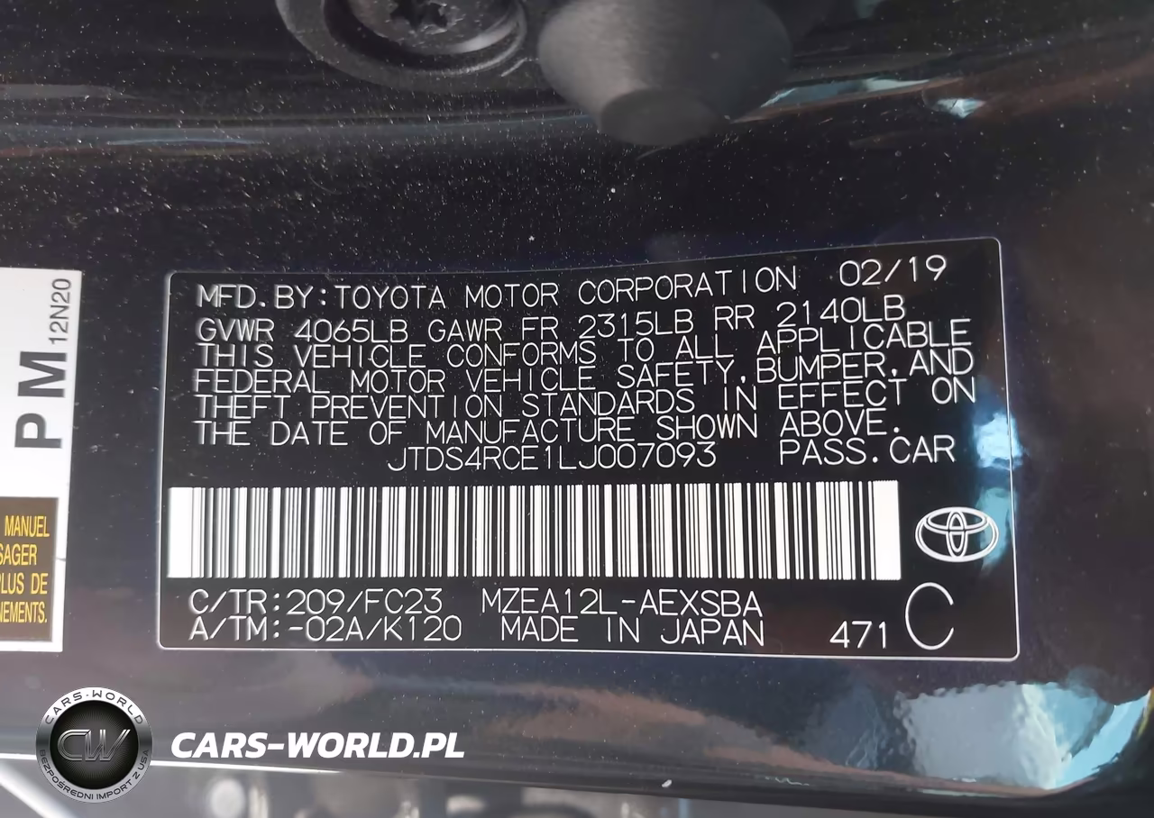 2020 Toyota Corolla Se VIN:JTDS4RCE1LJ007093 - 9