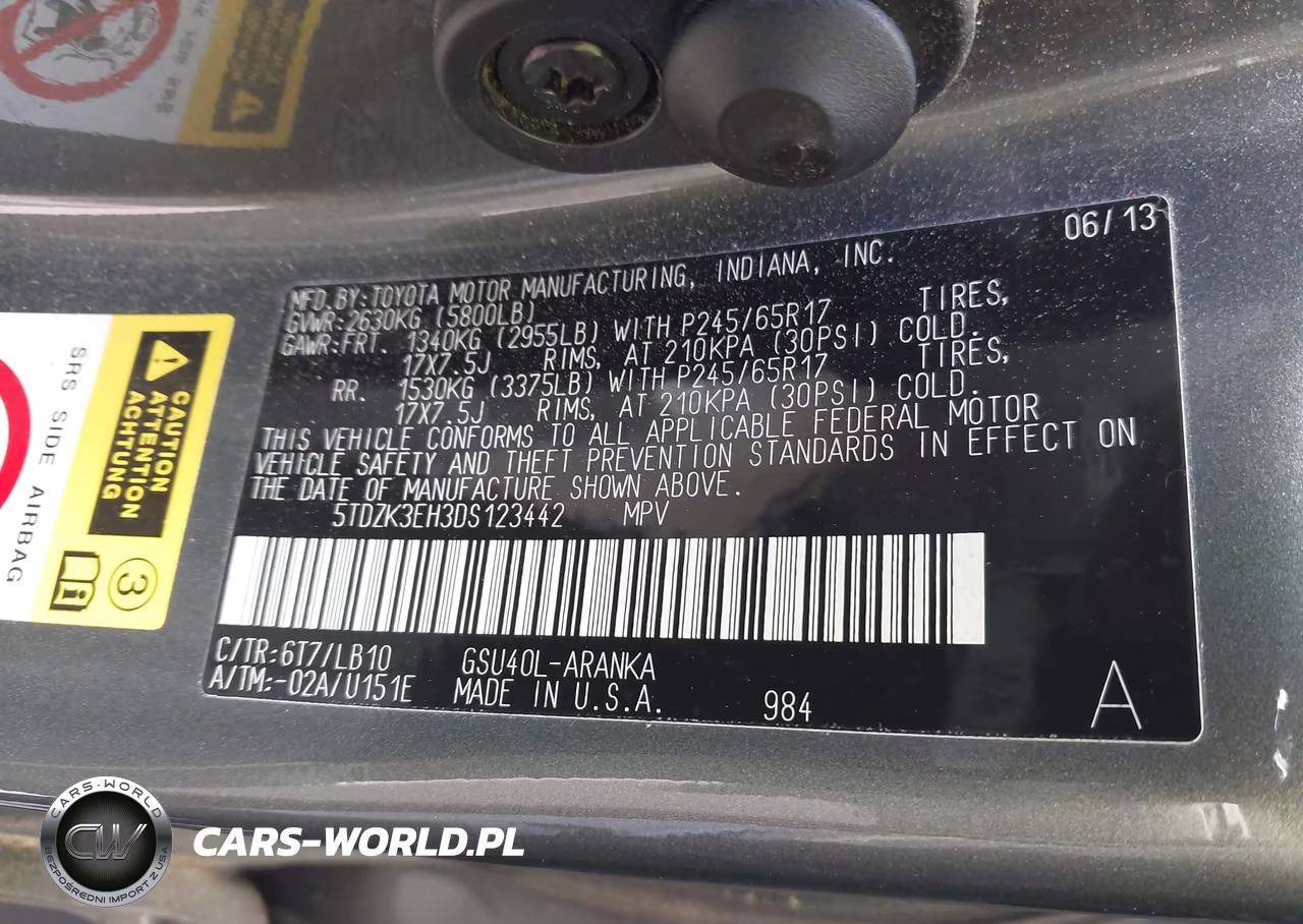 2013 Toyota Highlander Se V6 VIN:5TDZK3EH3DS123442 - 9