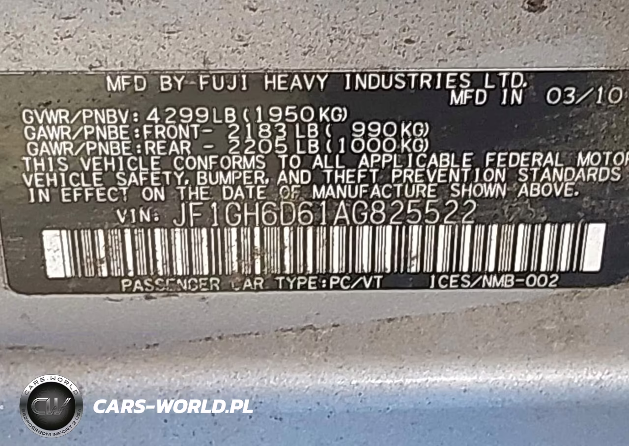 2010 Subaru Impreza Outback Sport VIN:JF1GH6D61AG825522 - 9